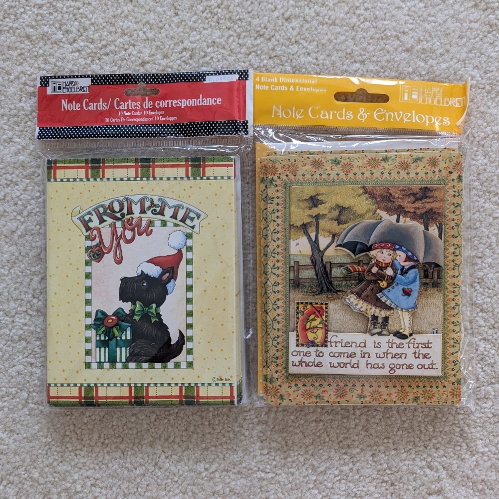 Mary Englebreit sealed note card sets dog holiday Christmas friend envel…